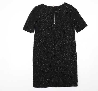 Oasis Womens Black Polyester A-Line Size XS Round Neck Zip
