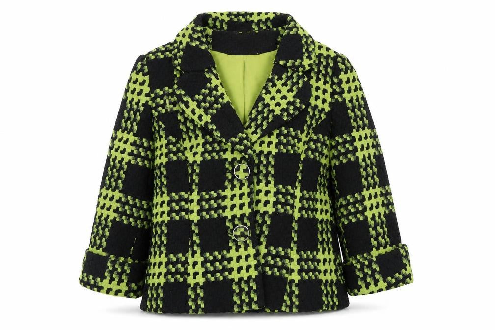 Simon Jeffery Womens Green Geometric Jacket Size 12 Button