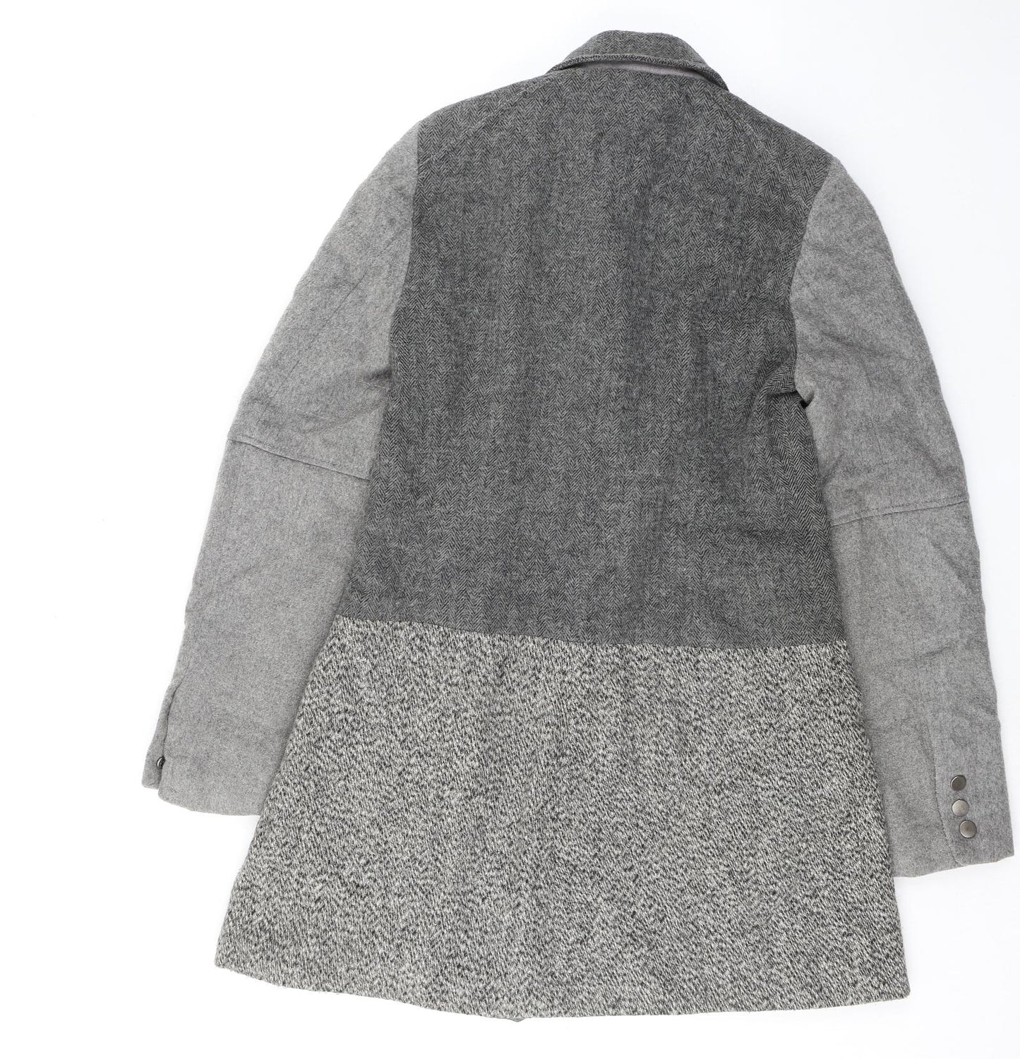 NEXT Womens Grey Geometric Overcoat Coat Size 10 Zip