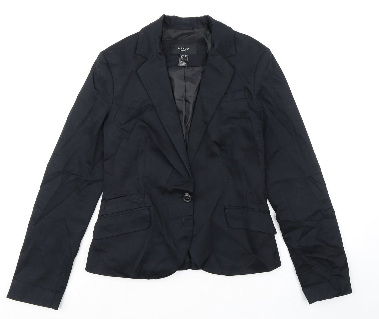 Mango Womens Black Jacket Blazer Size 10 Button