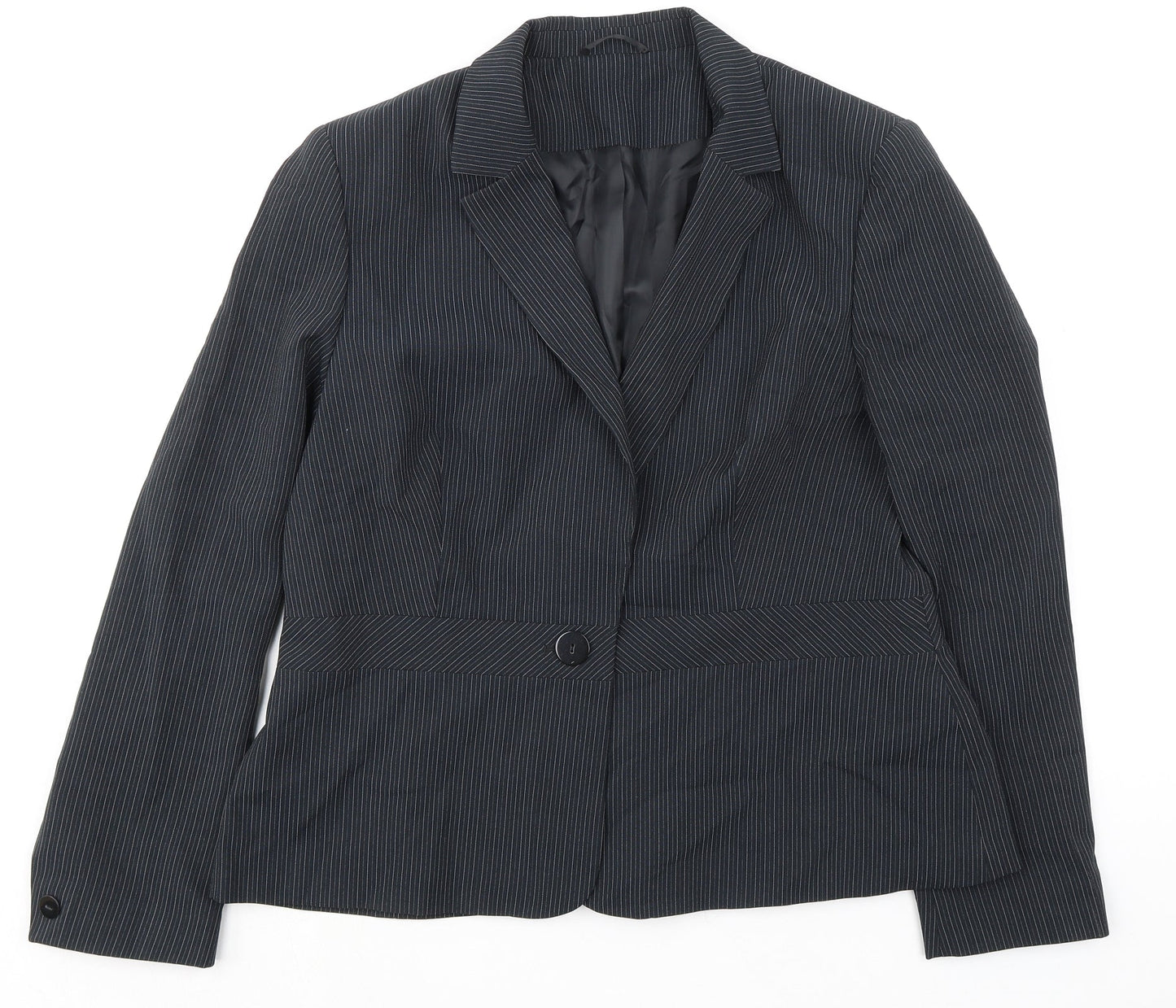 Florence+Fred Womens Black Striped Jacket Blazer Size 18 Button
