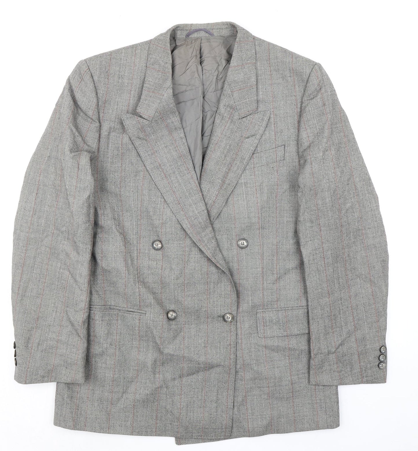 Konen Mens Grey Striped Wool Jacket Suit Jacket Size 40 Regular
