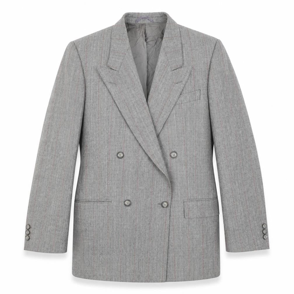Konen Mens Grey Striped Wool Jacket Suit Jacket Size 40 Regular