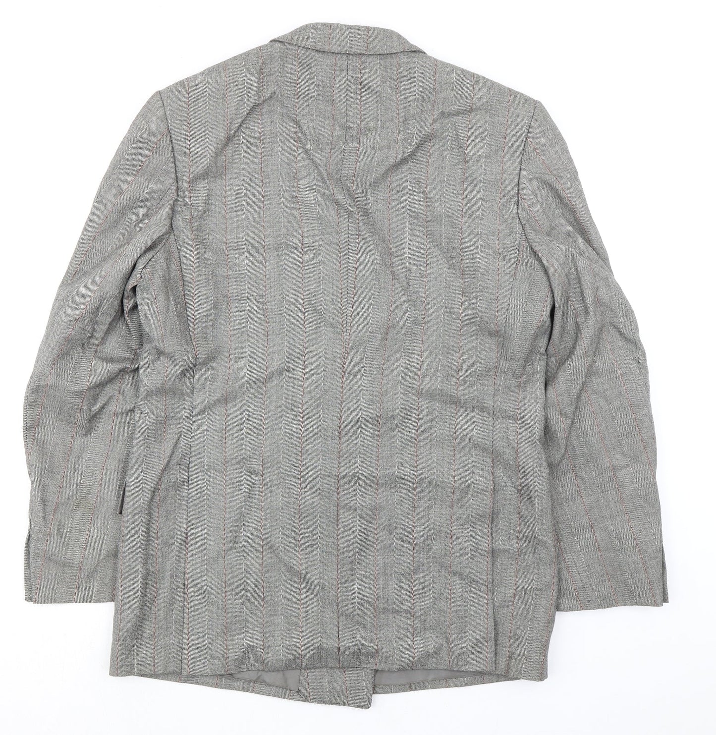 Konen Mens Grey Striped Wool Jacket Suit Jacket Size 40 Regular
