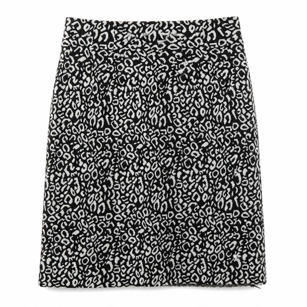 QED London Womens Black Geometric Cotton A-Line Skirt Size S