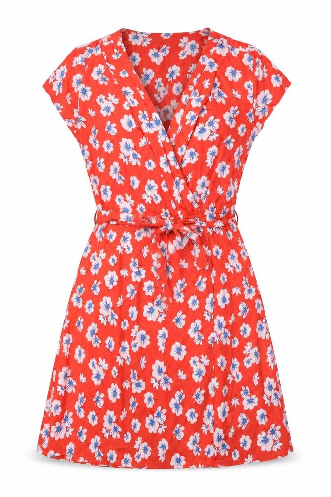 New Look Womens Orange Floral Polyester A-Line Size 10 V-Neck Pullover