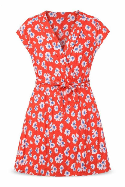 New Look Womens Orange Floral Polyester A-Line Size 10 V-Neck Pullover
