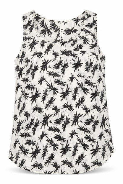 Oasis Womens Ivory Geometric Polyester Basic Tank Size 10 Boat Neck