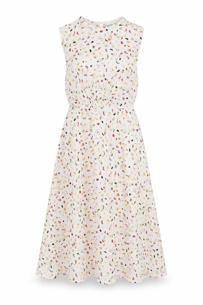 Marks & Spencer Womens Multicoloured Geometric Viscose Trapeze & Swing Size 8 Round Neck Button