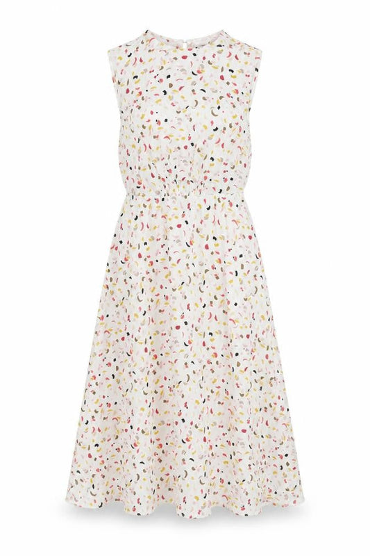 Marks & Spencer Womens Multicoloured Geometric Viscose Trapeze & Swing Size 8 Round Neck Button