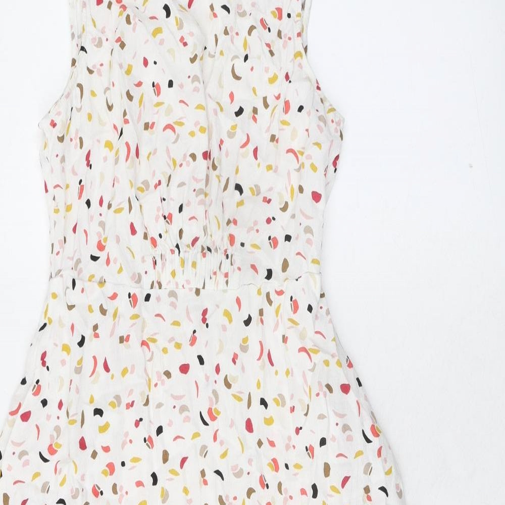 Marks and Spencer Womens Multicoloured Geometric Viscose Trapeze & Swing Size 8 Round Neck Button