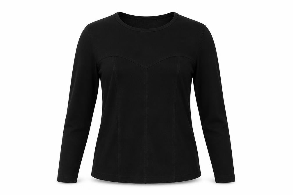 Adele Palmer Womens Black Polyester Basic T-Shirt Size M Crew Neck