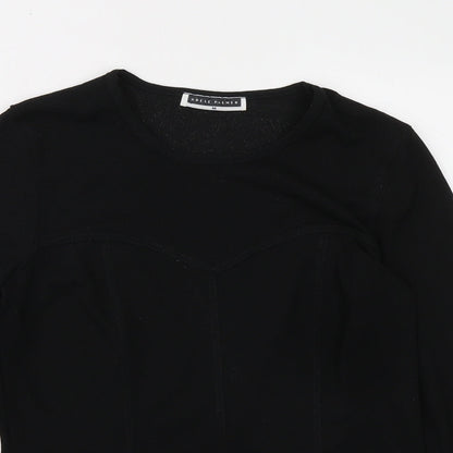 Adele Palmer Womens Black Polyester Basic T-Shirt Size M Crew Neck