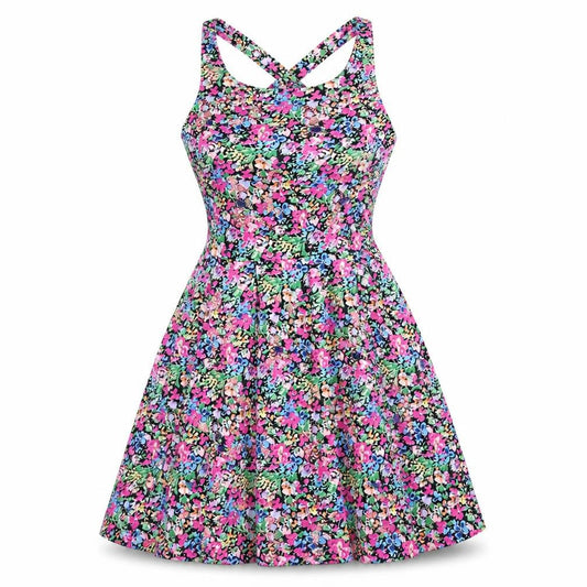 Louche Womens Multicoloured Floral Cotton Fit & Flare Size 8 Square Neck Zip