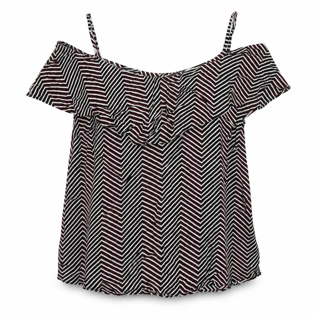 Therapy Womens Multicoloured Geometric Viscose Basic Blouse Size 14 Off the Shoulder