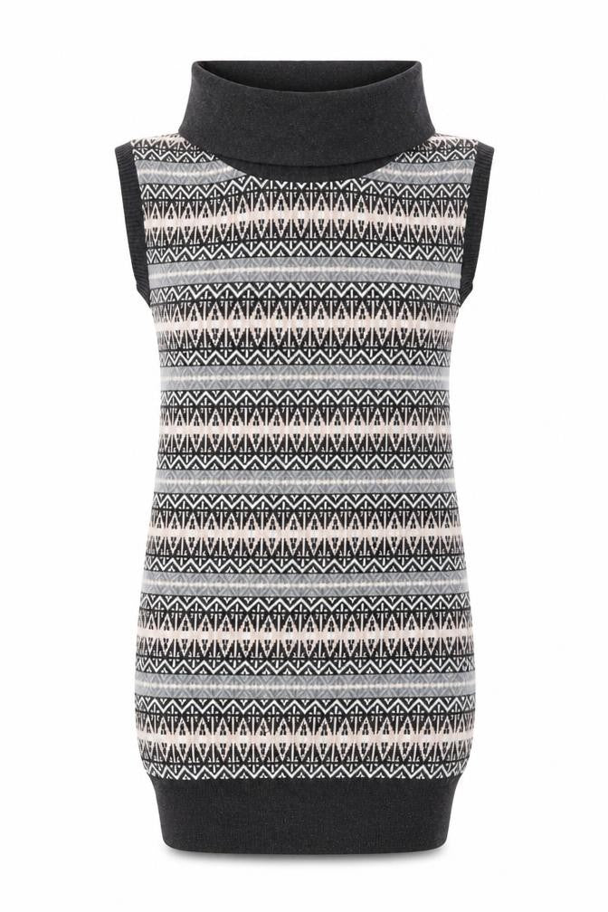 Mint Velvet Womens Grey Fair Isle Polyester Jumper Dress Size 10 Roll Neck Pullover