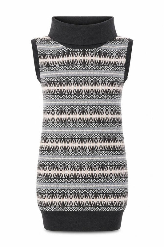 Mint Velvet Womens Grey Fair Isle Polyester Jumper Dress Size 10 Roll Neck Pullover