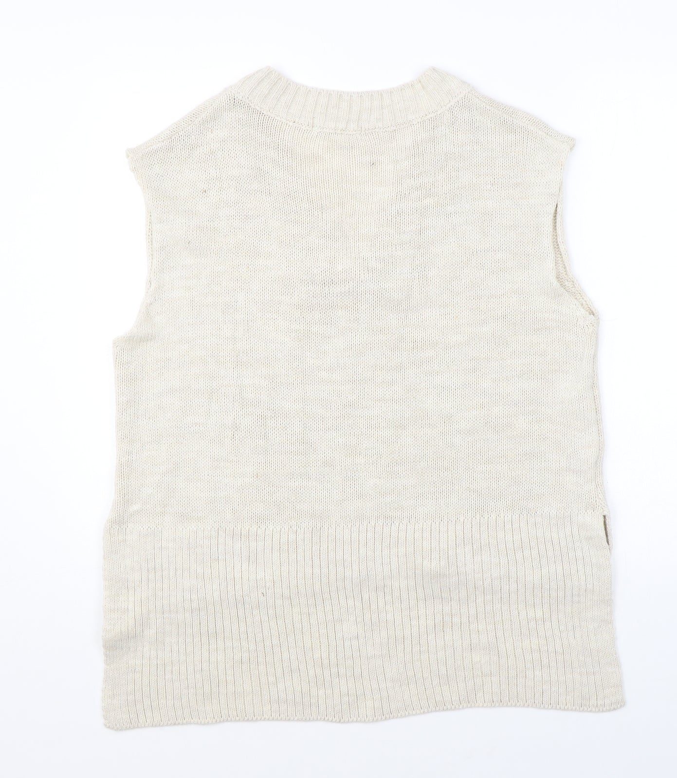 Vanessa Alexandra Womens Beige V-Neck Acrylic Vest Jumper Size M