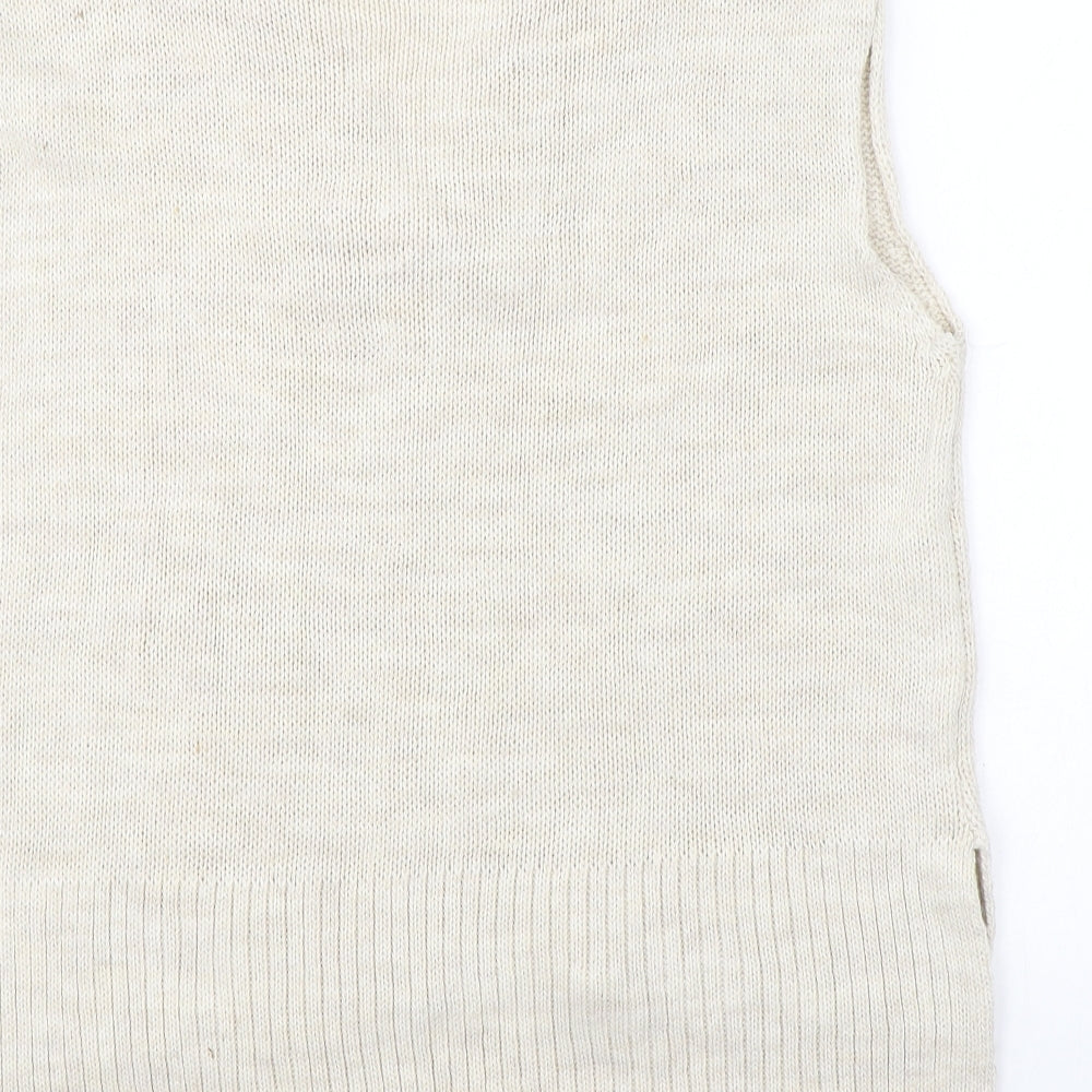 Vanessa Alexandra Womens Beige V-Neck Acrylic Vest Jumper Size M
