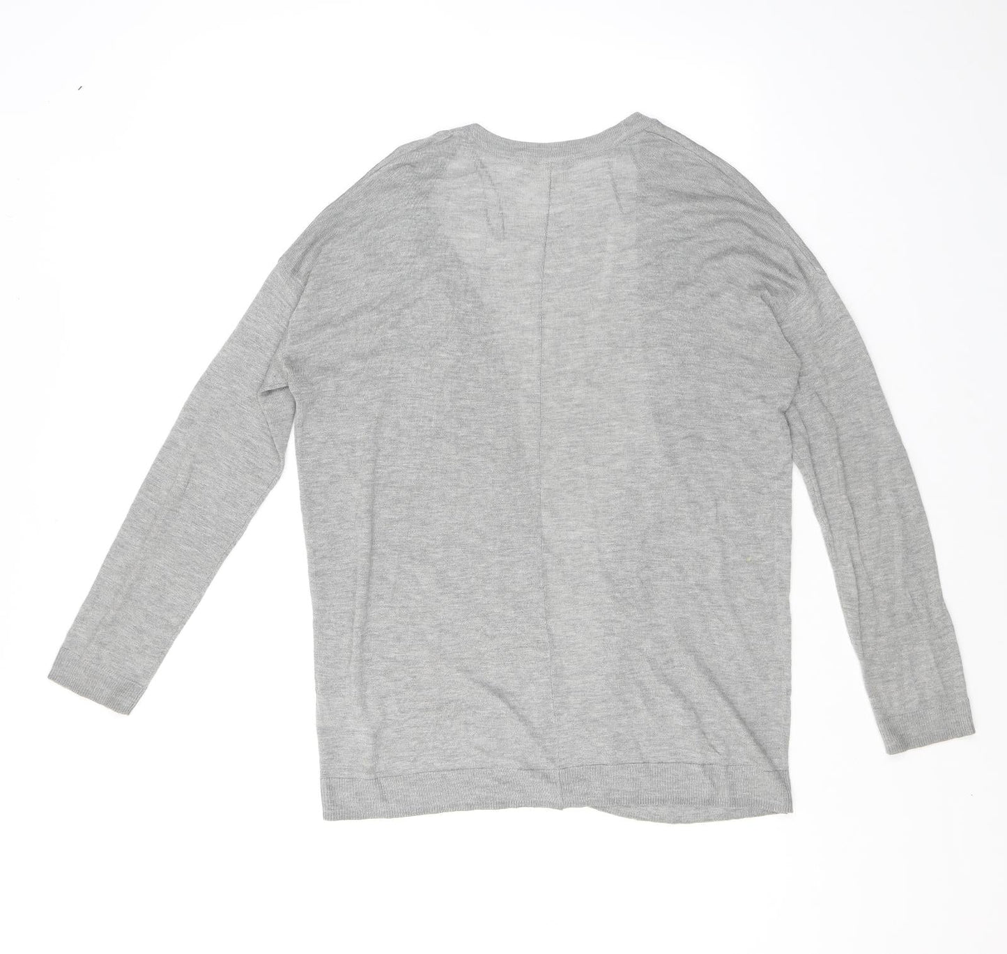 H&M Womens Grey V-Neck Acrylic Cardigan Jumper Size S