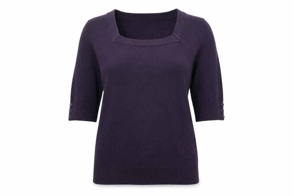 Classics Womens Purple Square Neck Acrylic Pullover Jumper Size 14