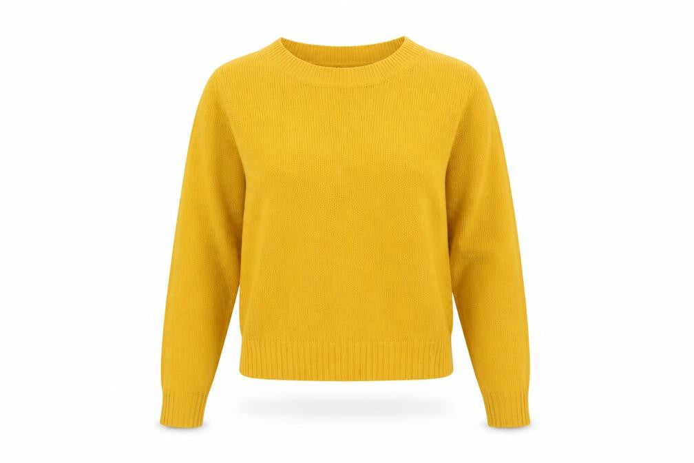 H&M Womens Yellow Round Neck Acrylic Pullover Jumper Size XS