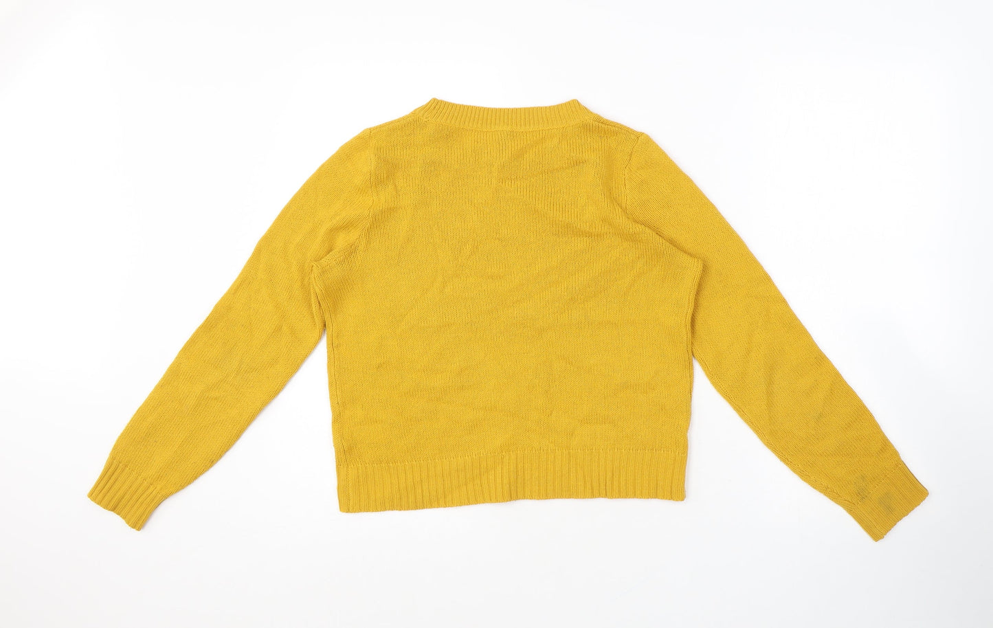 H&M Womens Yellow Round Neck Acrylic Pullover Jumper Size XS