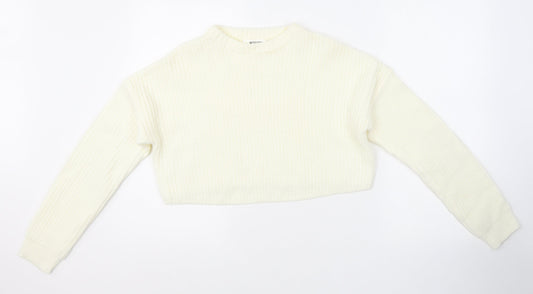 Missguided Womens White Round Neck Acrylic Pullover Jumper Size S