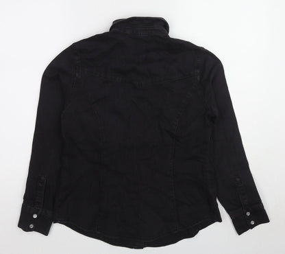 Back view of ASOS women’s black jacket, size UK 12, snap