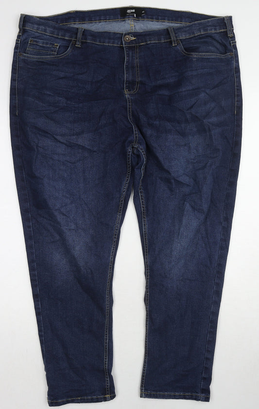 Jacamo Womens Blue Cotton Tapered Jeans Size 46 in L28 in Slim Zip
