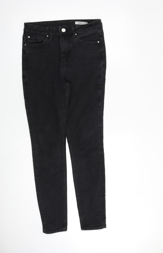 Marks and Spencer Womens Black Cotton Skinny Jeans Size 10 L29 in Slim Zip