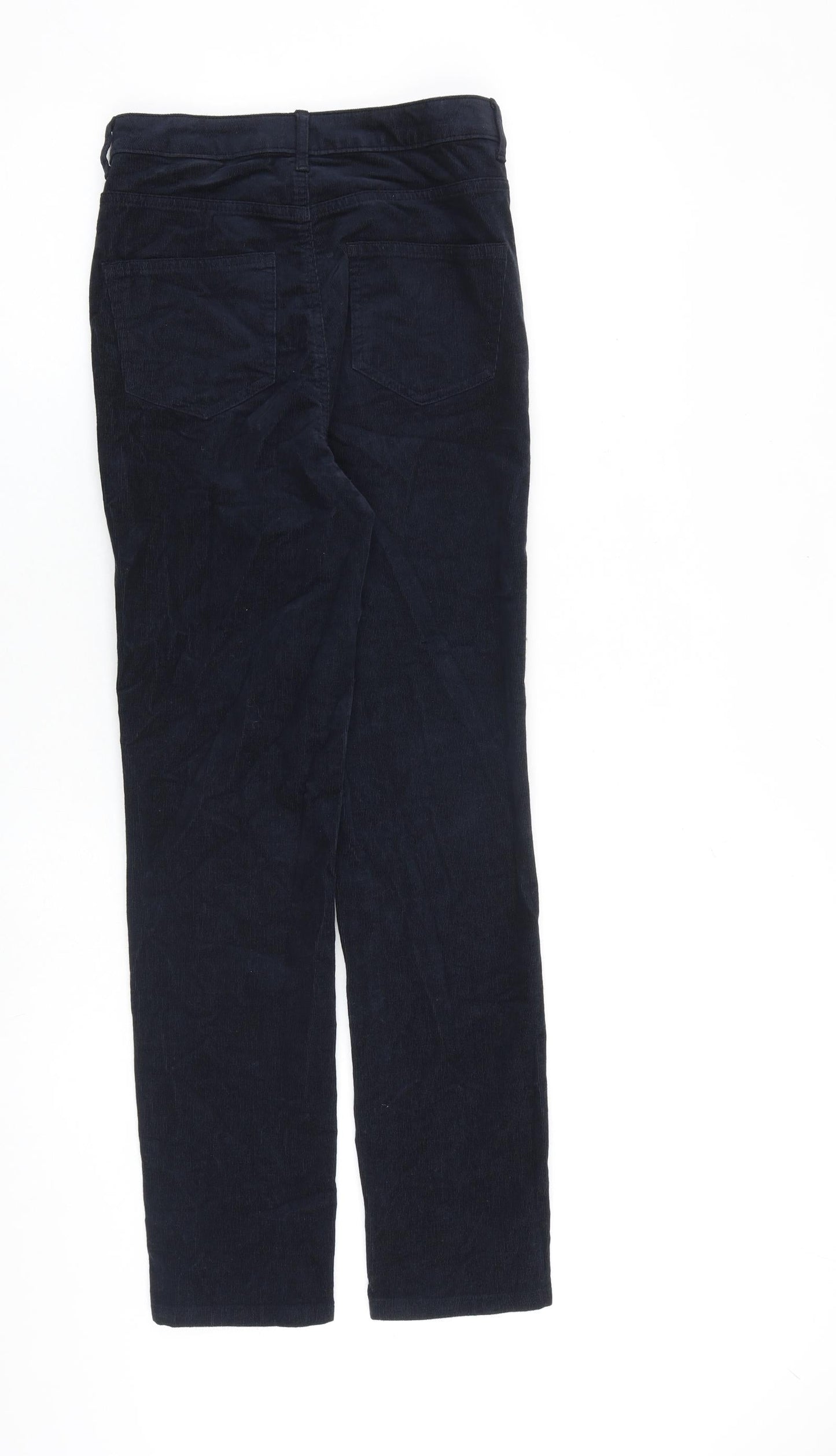 Marks and Spencer Womens Blue Cotton Trousers Size 6 L28 in Regular Zip