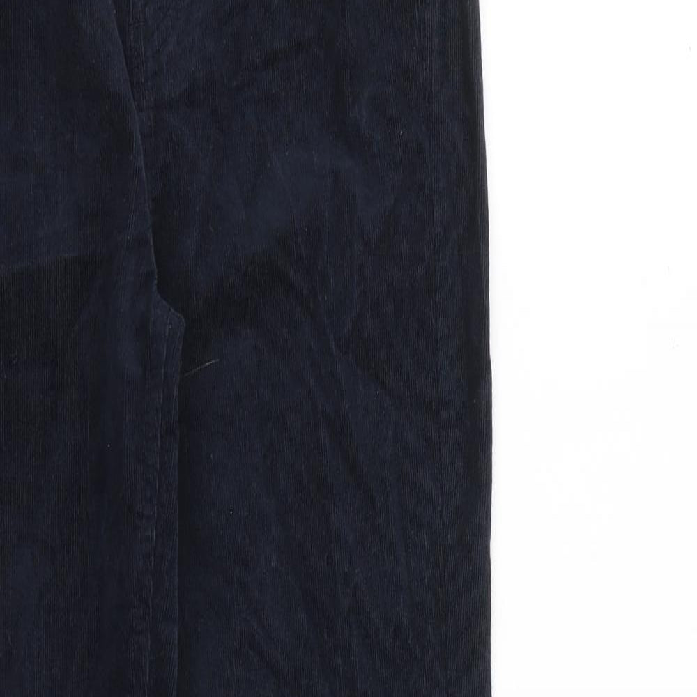Marks and Spencer Womens Blue Cotton Trousers Size 6 L28 in Regular Zip