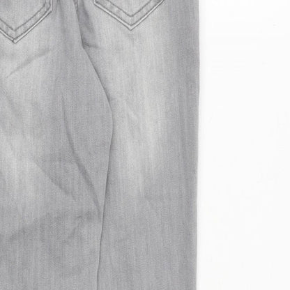 Brand and care label for Denim & Co. girls’ grey cotton skinny jeans, size 9-10, years, 23-inch leg regular zip - distressed