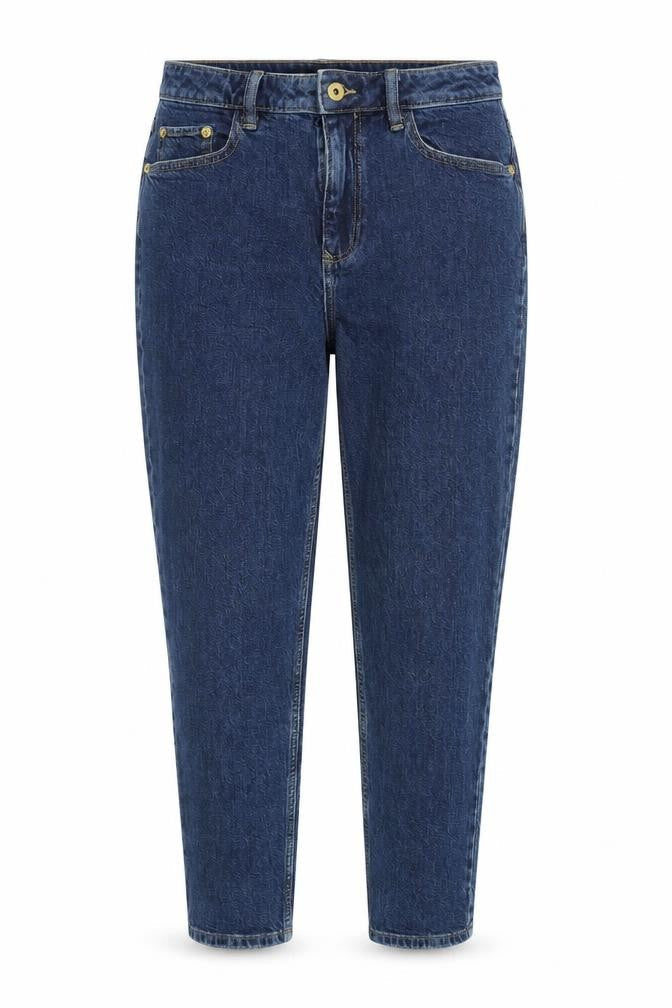F&F Womens Blue Cotton Tapered Jeans Size 8 L27 in Regular Zip