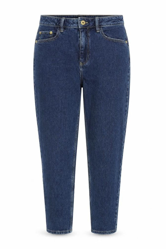 F&F Womens Blue Cotton Tapered Jeans Size 8 L27 in Regular Zip