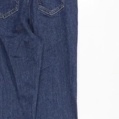 F&F Womens Blue Cotton Tapered Jeans Size 8 L27 in Regular Zip