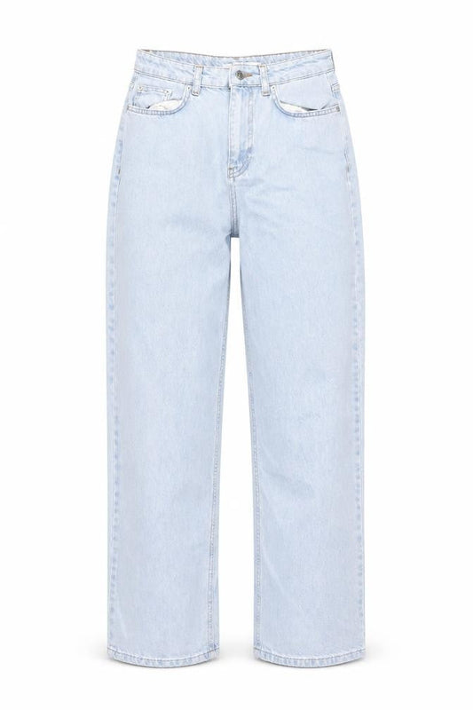 NA-KD Womens Blue Polyester Mom Jeans Size 8 L30 in Regular Zip