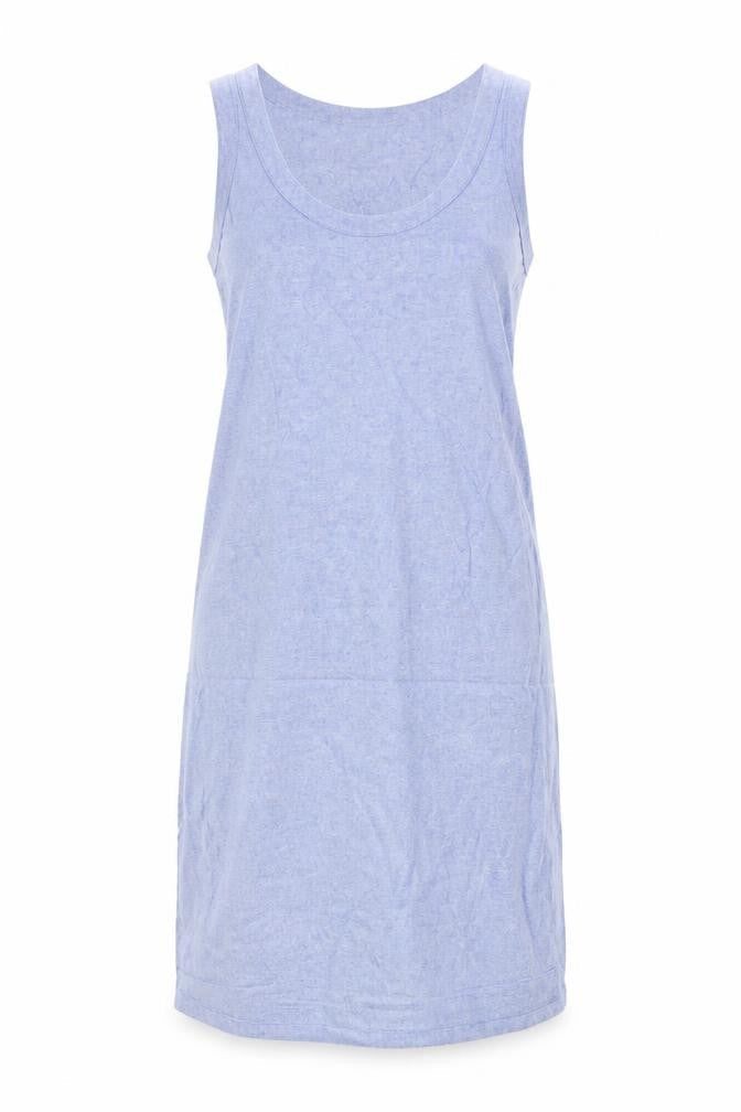 Marks & Spencer Womens Blue Linen Tank Dress Size 6 Scoop Neck Pullover