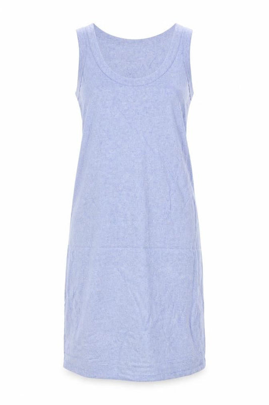 Marks & Spencer Womens Blue Linen Tank Dress Size 6 Scoop Neck Pullover