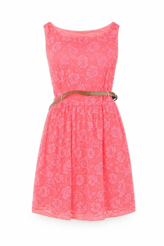Instyle Womens Pink Floral Polyester A-Line Size S Boat Neck Pullover