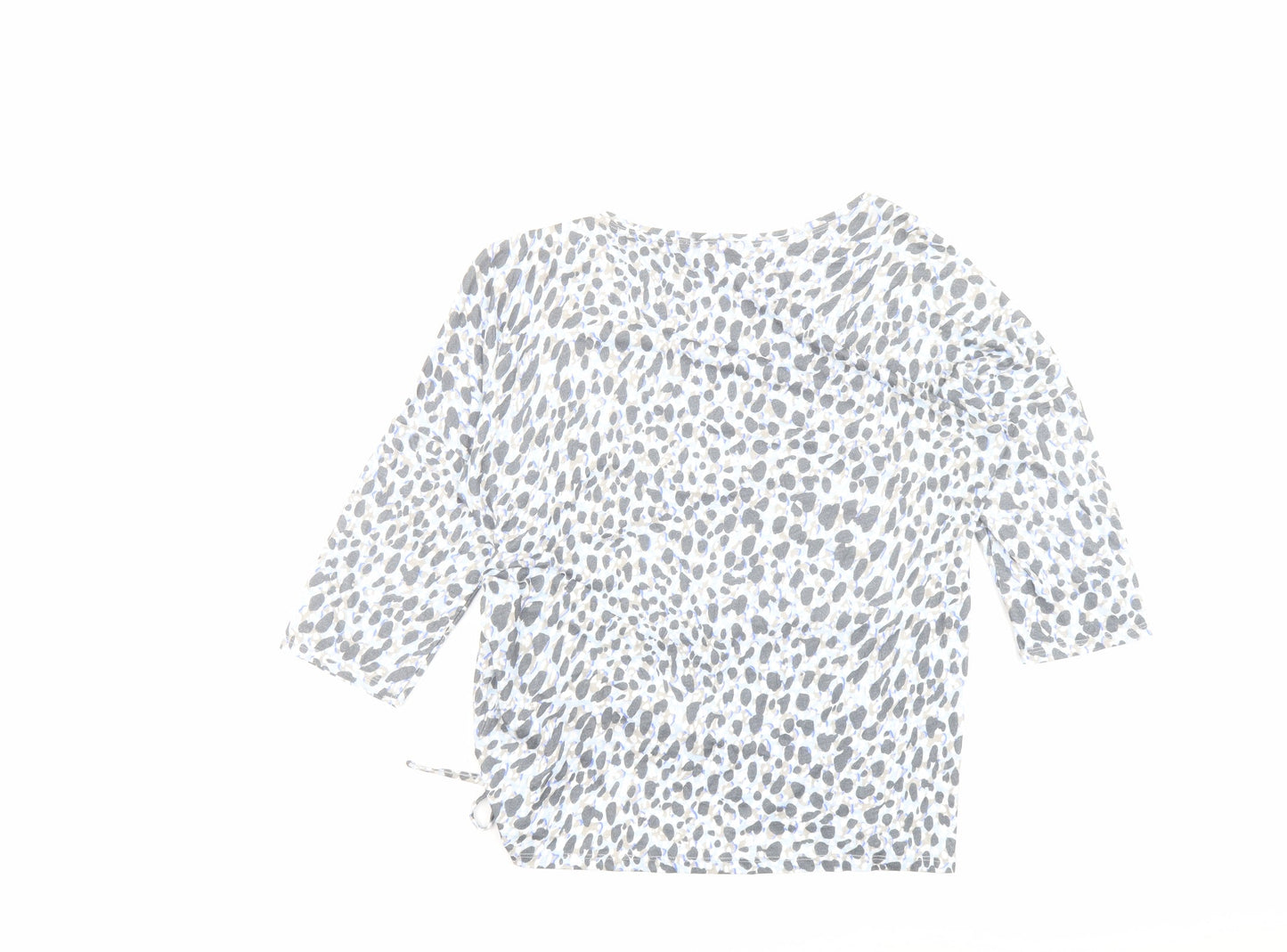 Phase Eight Womens Blue Animal Print Polyester Basic Blouse Size 12 Boat Neck - Ruched Detail