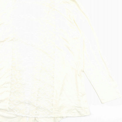 Saloos Womens Ivory Viscose Basic Blouse Size 12 V-Neck - Open