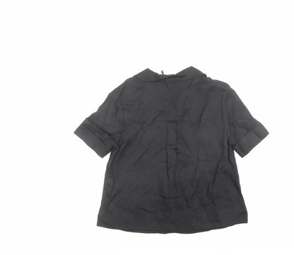 Back view of Autograph women’s black linen basic button-up, size UK 6, collared