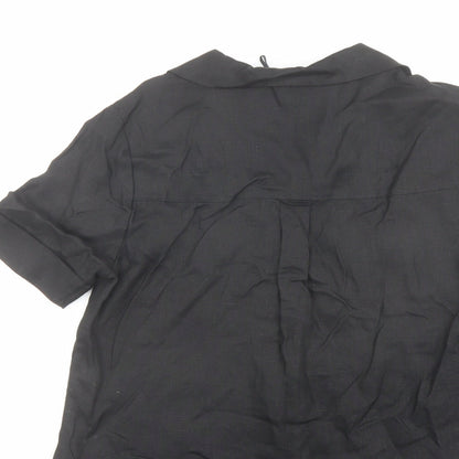 Brand and care label for Autograph women’s black linen basic button-up, size UK 6, collared