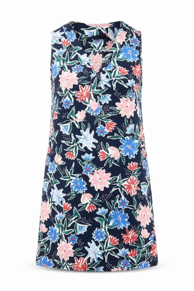 Marks & Spencer Womens Multicoloured Floral Linen A-Line Size 6 V-Neck Pullover