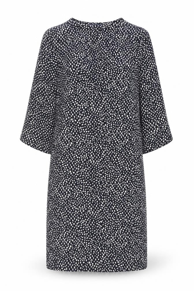 Marks & Spencer Womens Black Geometric Polyester A-Line Size 8 Round Neck Pullover