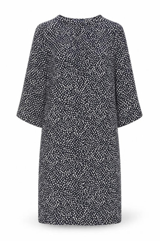 Marks & Spencer Womens Black Geometric Polyester A-Line Size 8 Round Neck Pullover