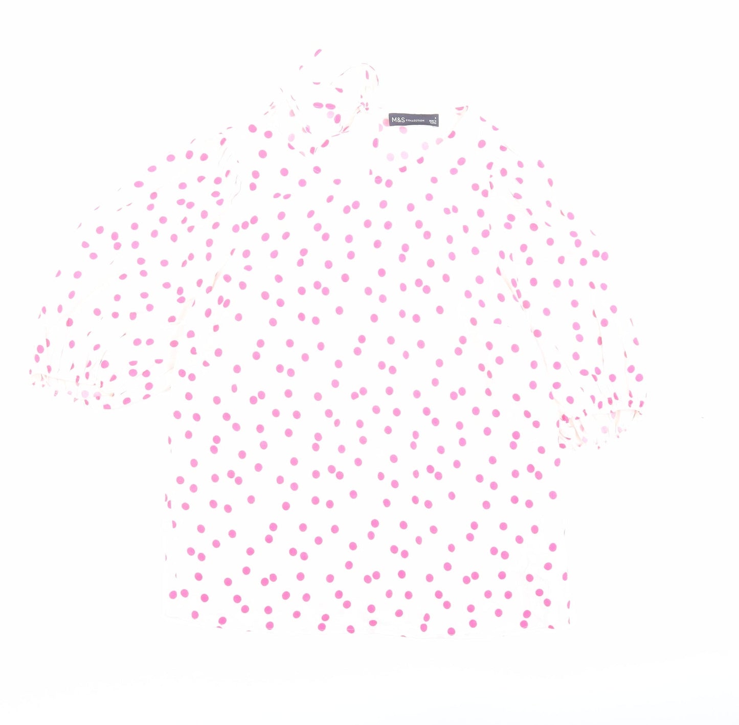 Marks and Spencer Womens Ivory Polka Dot Viscose Basic Blouse Size 6 Boat Neck