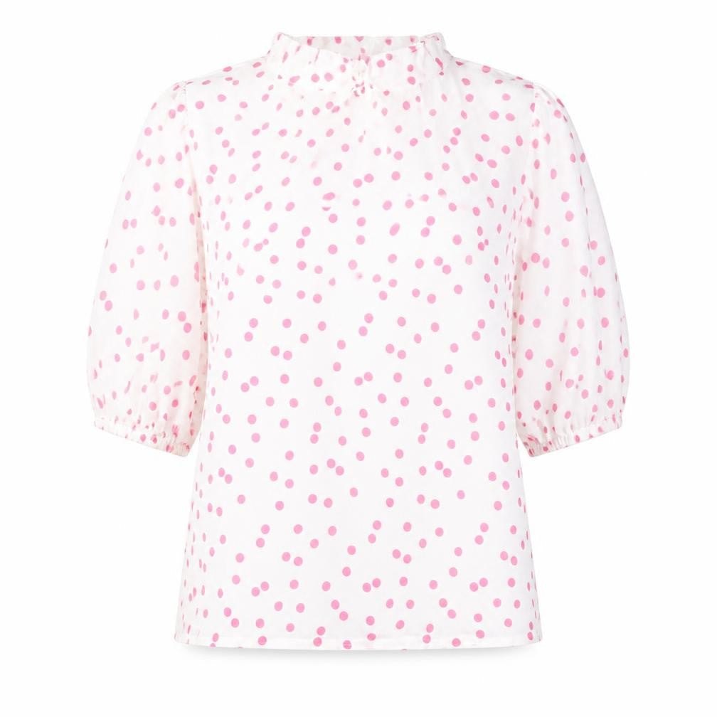 Marks & Spencer Womens Ivory Polka Dot Viscose Basic Blouse Size 6 Boat Neck